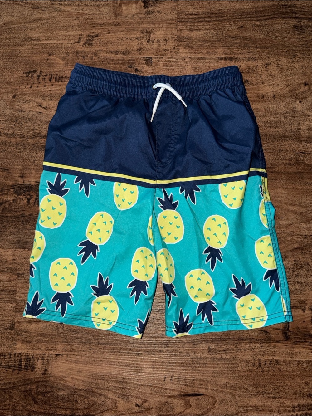 Blue & Teal Pineapple Print Swim Trunks size 12 carters